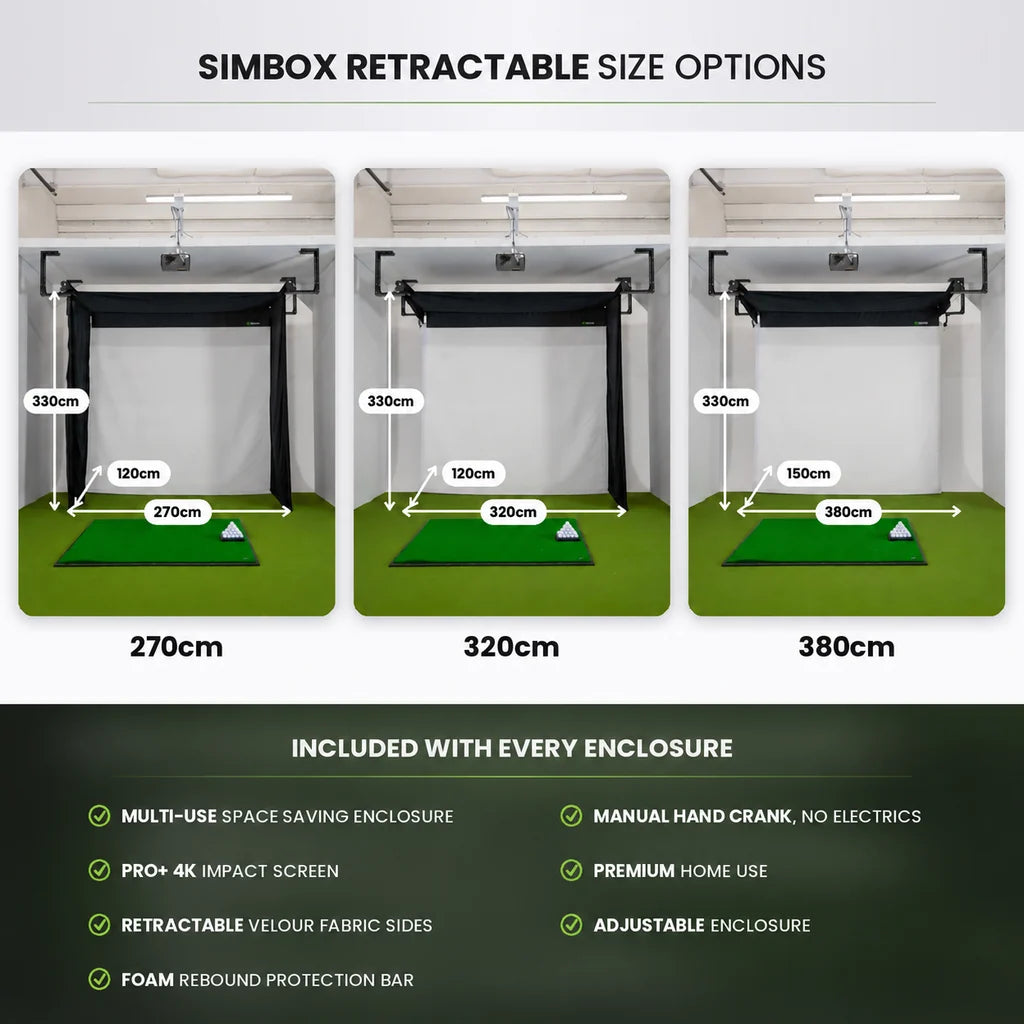Square Golf Retractable Simbox Home Golf Simulator Package