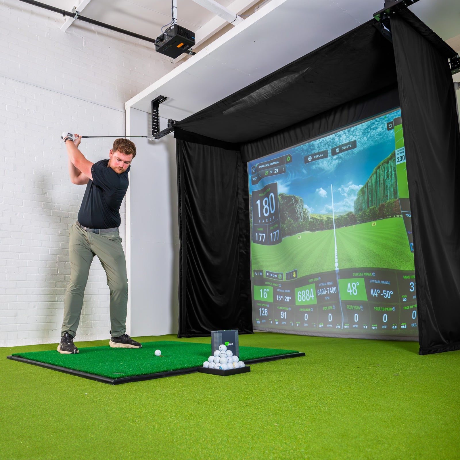 Golfbays Retractable Simbox Golf Simulator Enclosure - W 2.6m x H 3m x D 1.2m